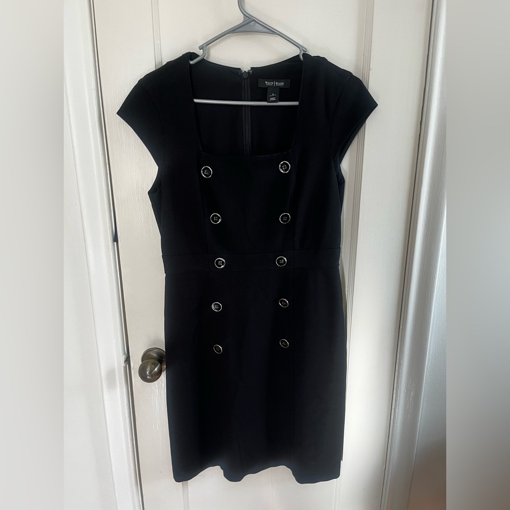 White House Black Market cap sleeve button detail sheath dress